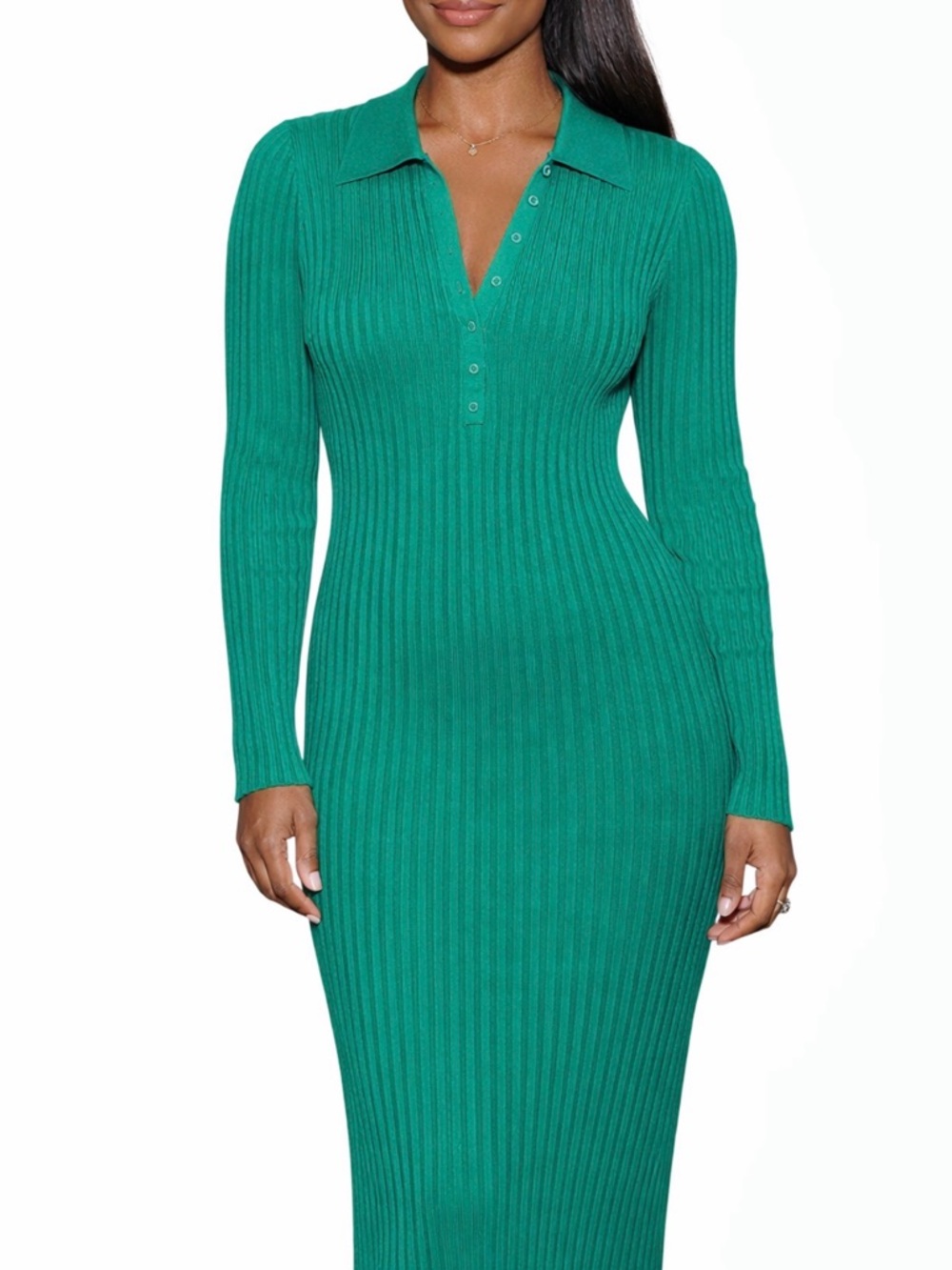 ✨ Express Green Ribbed Sweater Midi Dress – Size L ✨